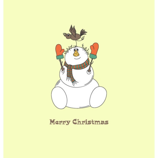 Snowman With Falling Bird Yellow